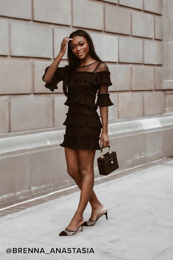 Wynter Black Ruffled Mini Dress 2