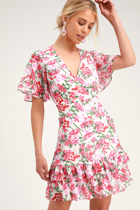 Pink Floral Ruffle Dress Cheap Sale, UP ...