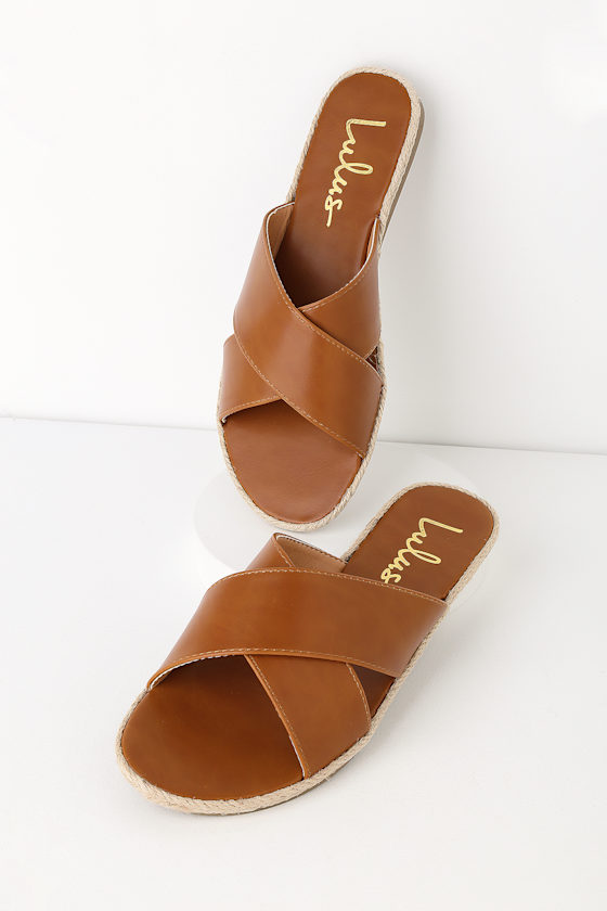 Koren Tan Espadrille Slide Sandals 7