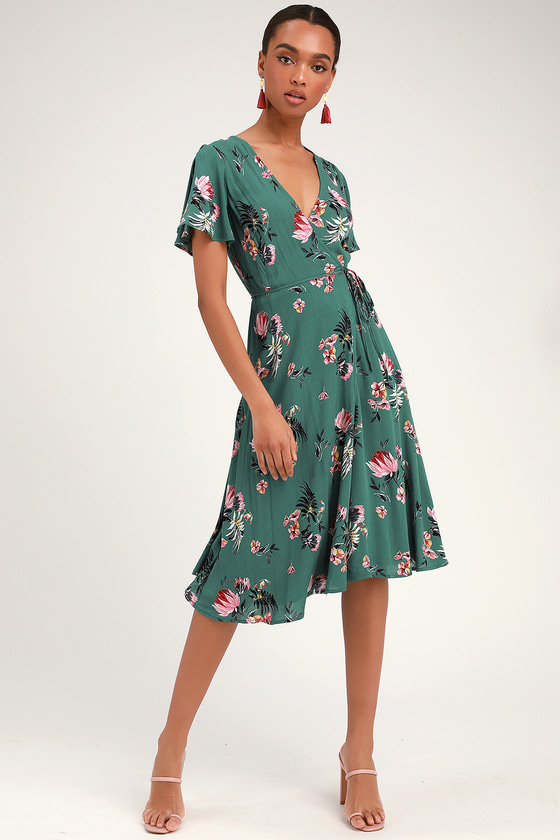 Green Wrap Midi Dress Online Shop, UP ...