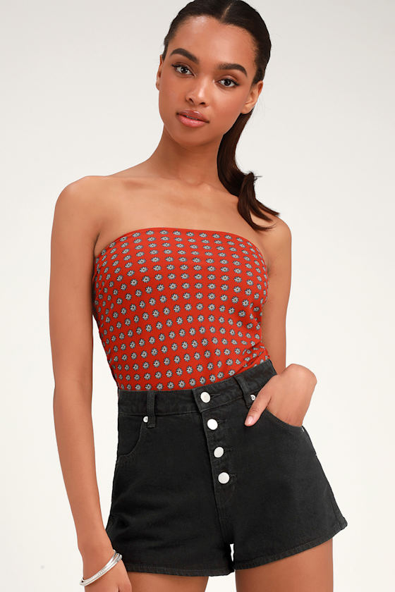 Dusters Black High Rise Slim Denim Shorts 3