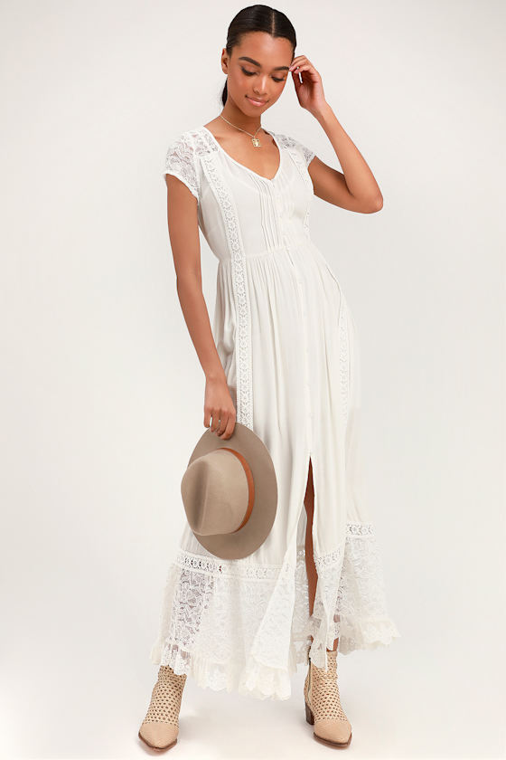 Bermuda White Lace Maxi Dress 1