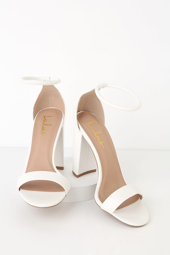 Caleigh White Ankle Strap Heels 3