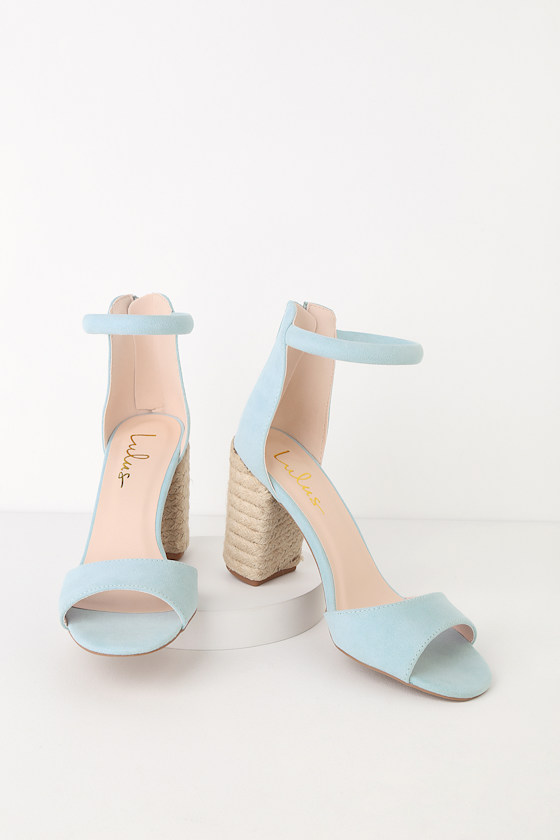 Cute Jute Heels Blue Suede Ankle Strap Heels Jute Heel Sandal Lulus