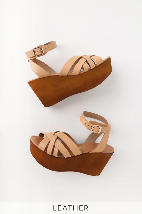 low tan wedges
