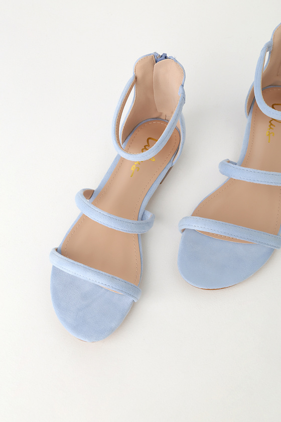 blue suede flat sandals