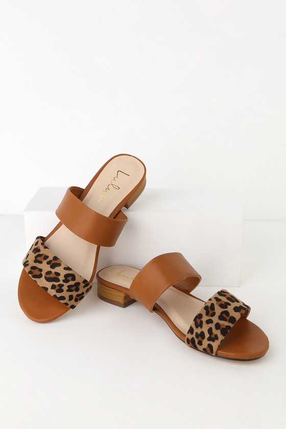 leopard print two strap sandals