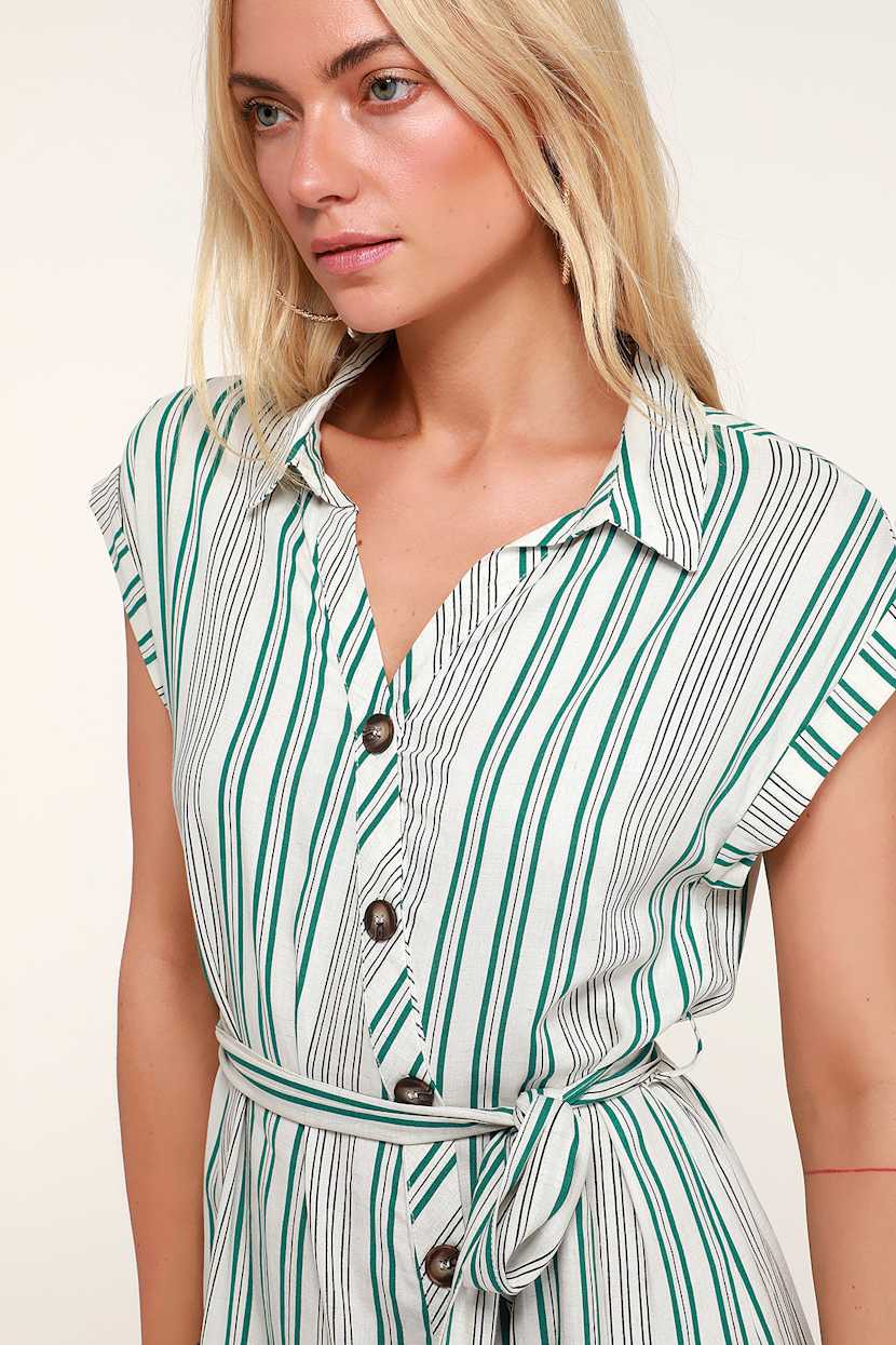 Cute Striped Shirt Dress - Striped Midi Dress - Midi Shirt Dress - Lulus