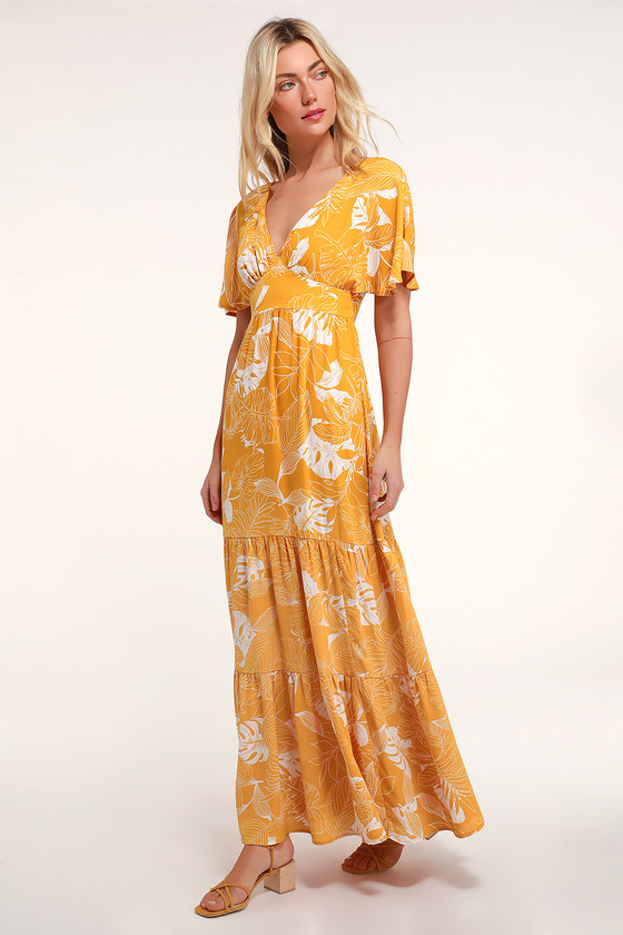 much obliged golden yellow wrap maxi dress
