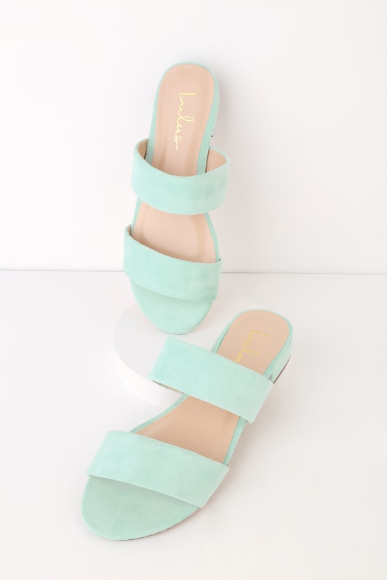 Cute Slide Sandals - Mint Suede Slides - Vegan Slides - Lulus