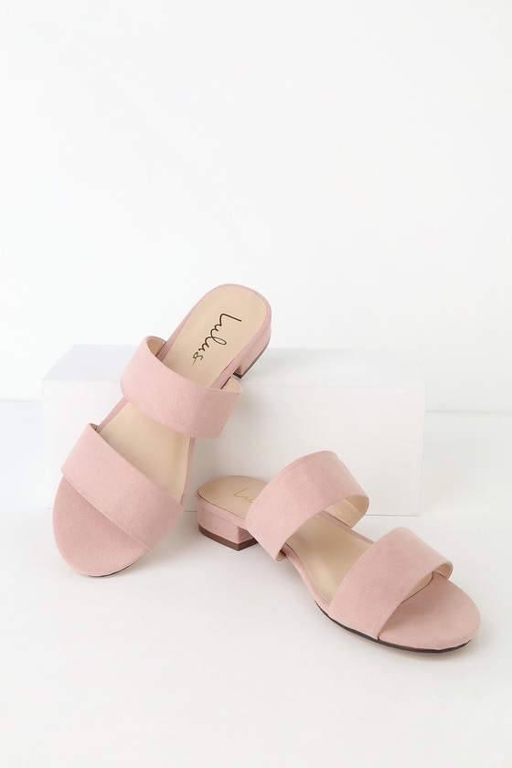 Cute Slide Sandals - Blush Suede Slides - Vegan Slides - Lulus