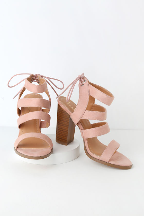 Blush Pink High Heel Sandals Vegan Suede Sandals Block Heel Lulus
