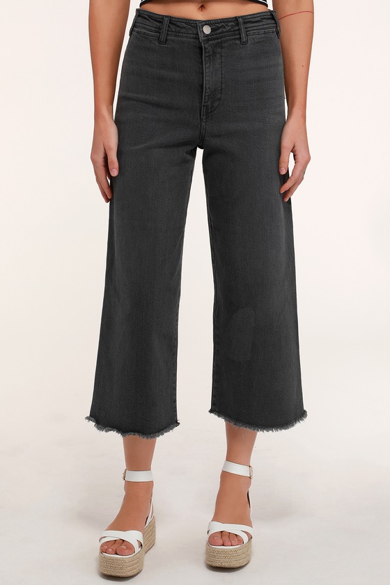 Black Wide-Leg Pants - Cropped Wide-Leg Jeans - Cropped Jeans