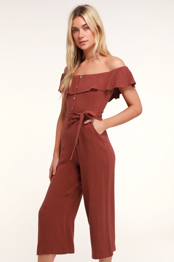 Burgundy culotte jumpsuit on sale