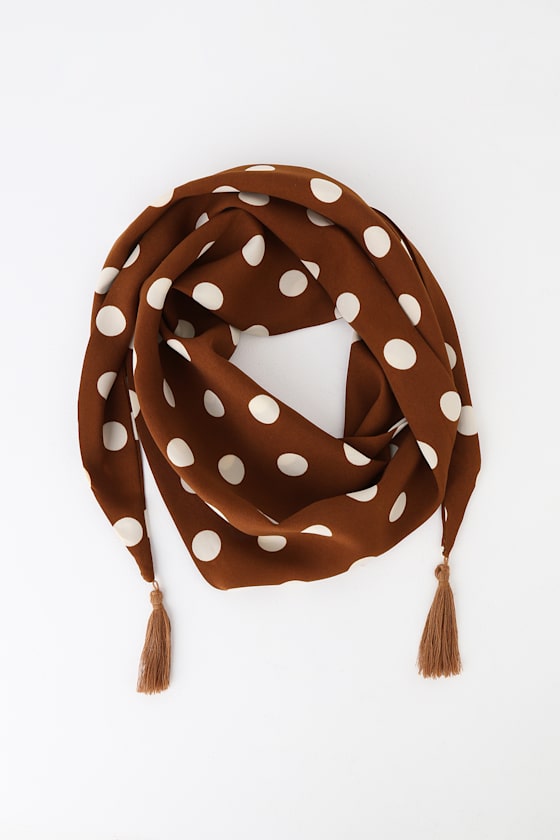 Nonna Brown Polka Dot Handkerchief Scarf 1