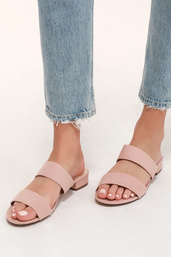 Cute Slide Sandals - Blush Suede Slides - Vegan Slides - Lulus