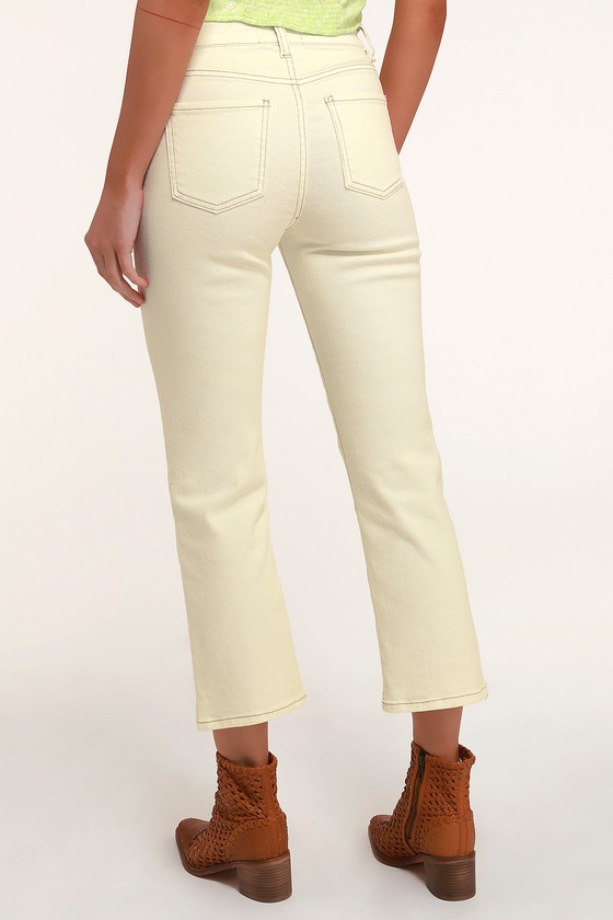 Cute Ivory Denim - Straight Leg Denim - High-Waisted Denim - Lulus