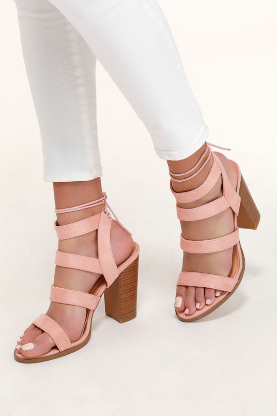 Blush Pink High Heel Sandals Vegan Suede Sandals Block Heel Lulus