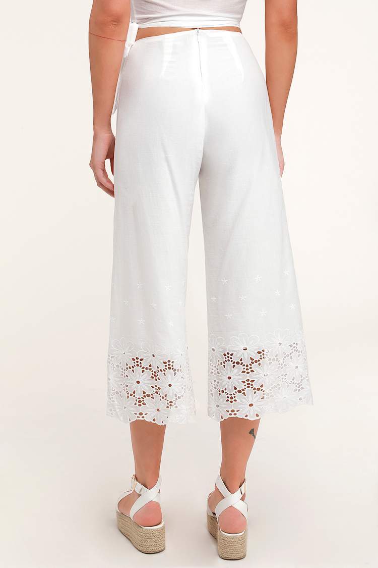 Chic White Pants - White Eyelet Pants - White Culotte Pants - Lulus 