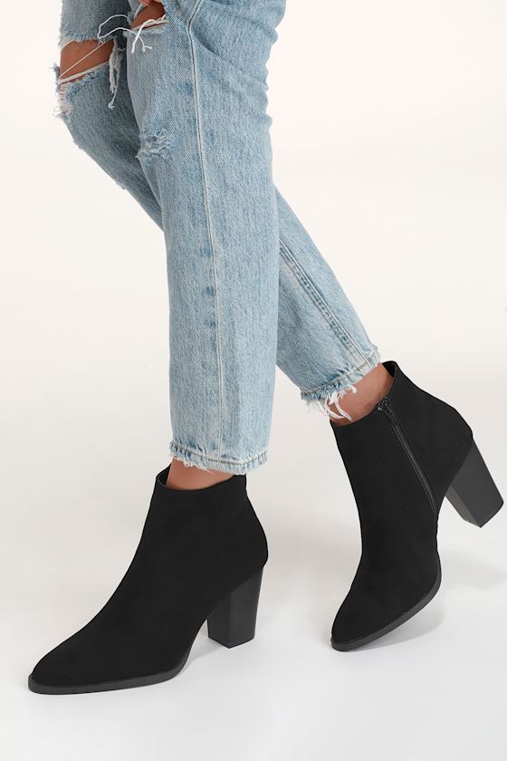 Annelise Black Suede Ankle Booties 5