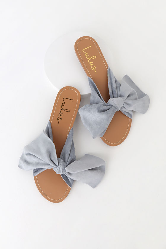 Josie Blue Suede Knotted Slide Sandals 7