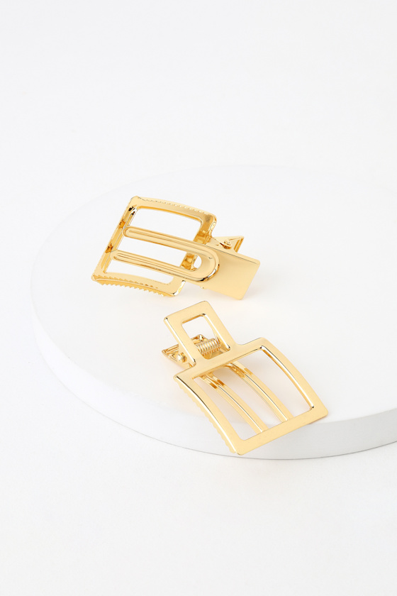 Lucky Girl Gold Square Hair Clips 3