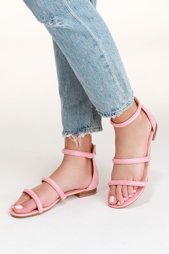 Cute Pink Sandals - Flat Sandals - Vegan Suede Sandals - Lulus