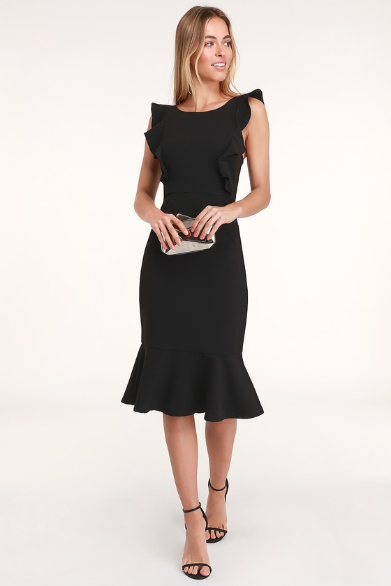 lulus black ruffle dress