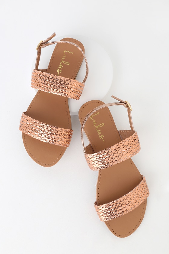 rose gold flat sandals for wedding