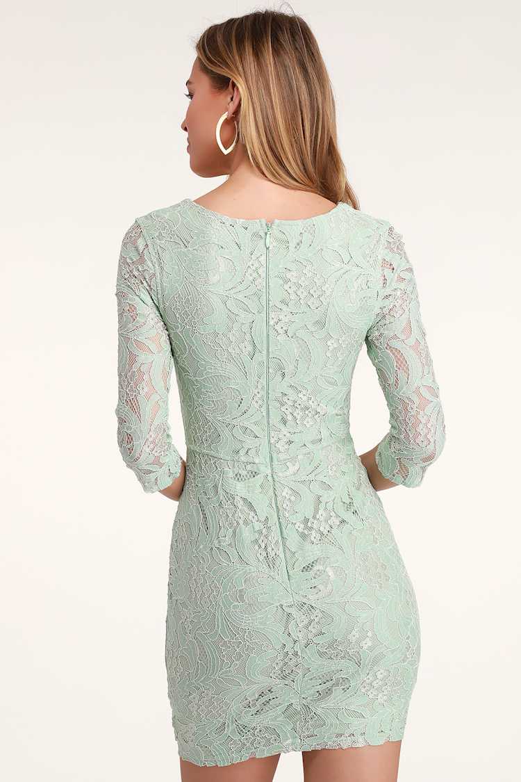 knee length dresses for ladies V-Neck Mint Green Mini Sundress with A-Line Skirt Mint Green / Small main image 1