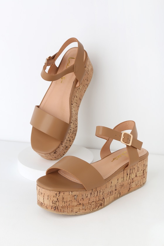 low heel cork wedge sandals