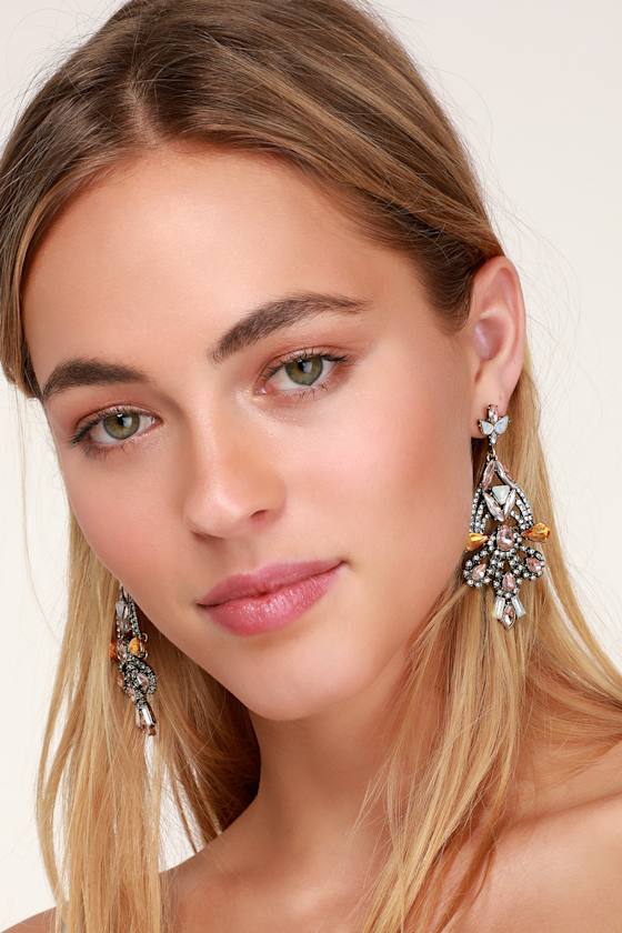 Remedy Pink and Yellow Rhinestone Earrings 1