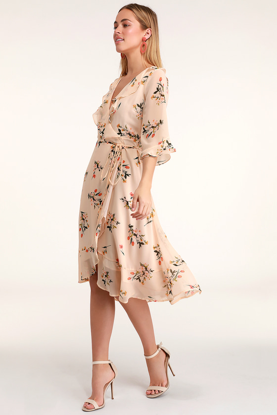 blush floral midi dress