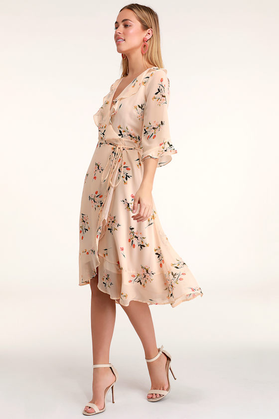 Love Song Blush Floral Print Ruffled Midi Dress 3