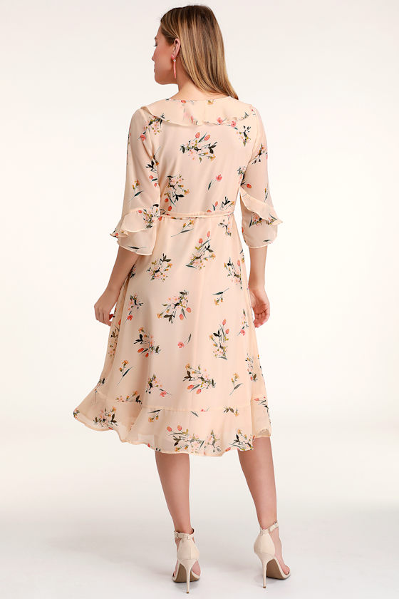 Love Song Blush Floral Print Ruffled Midi Dress 4