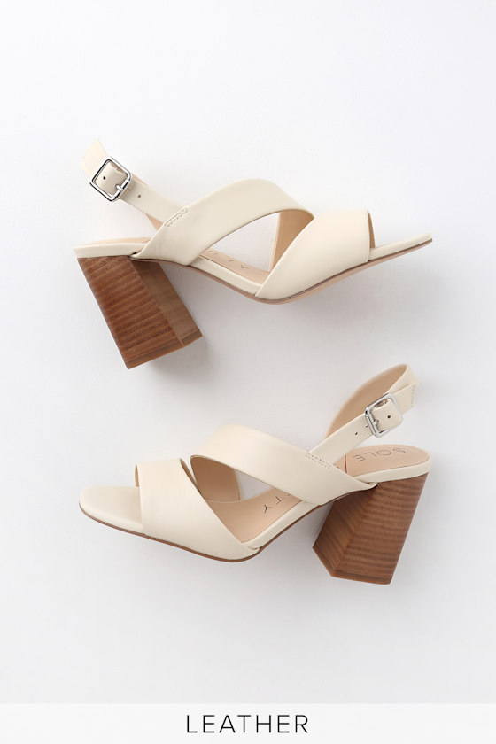 Sole Society Jiya Cream Leather Sandals High Heel Sandals Lulus