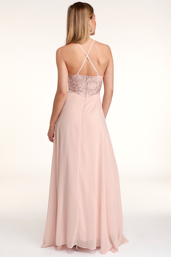Love Always Remains Blush Pink Lace Maxi Dress 3