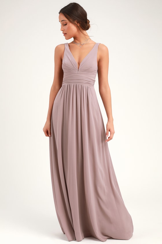 Elegant Maxi Dress  Taupe Dress  Plunging Maxi Dress  Lulus