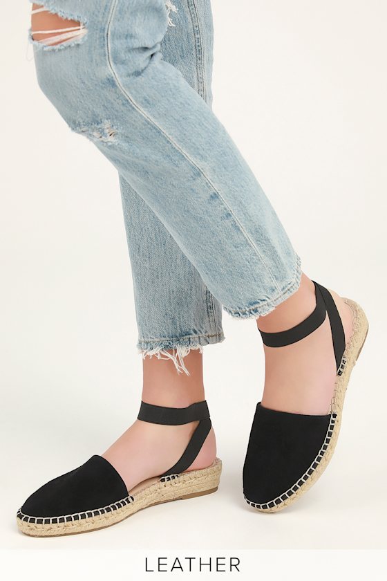 Moment Black Suede Leather Espadrilles 5