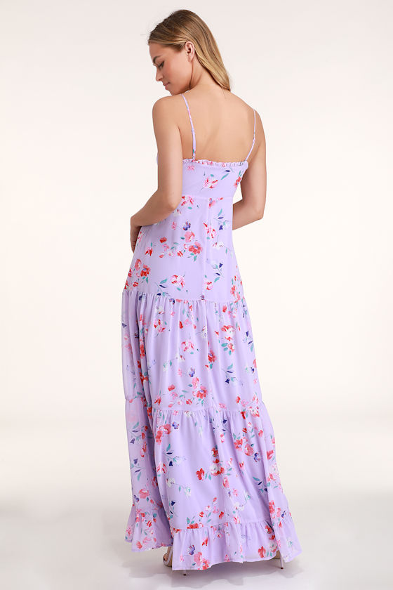 Melissa Lavender Floral Print Tiered Maxi Dress 3