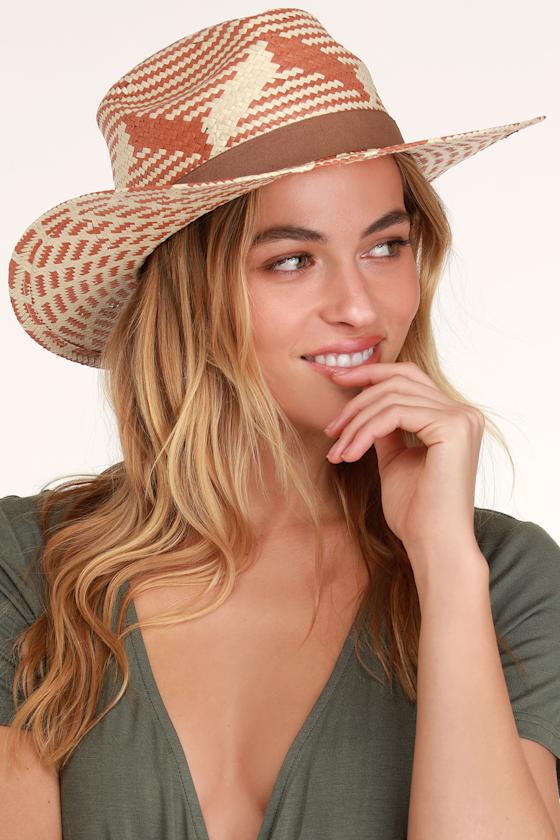Cute Beige and Orange Hat Woven Straw Hat Fedora Sun Hat Lulus