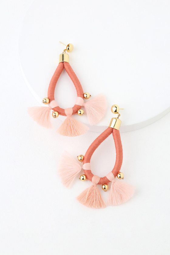 Mali Pink Multi Tassel Earrings 1