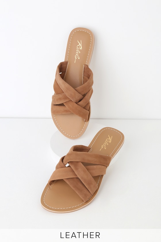 womens tan slide sandals