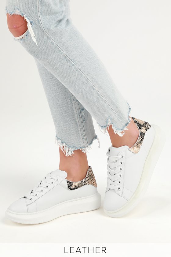 Glazed Natural Multi Leather Platform Sneakers 4