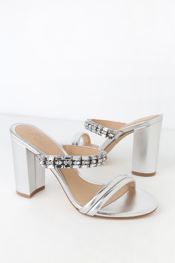 flat mules with rhinestones