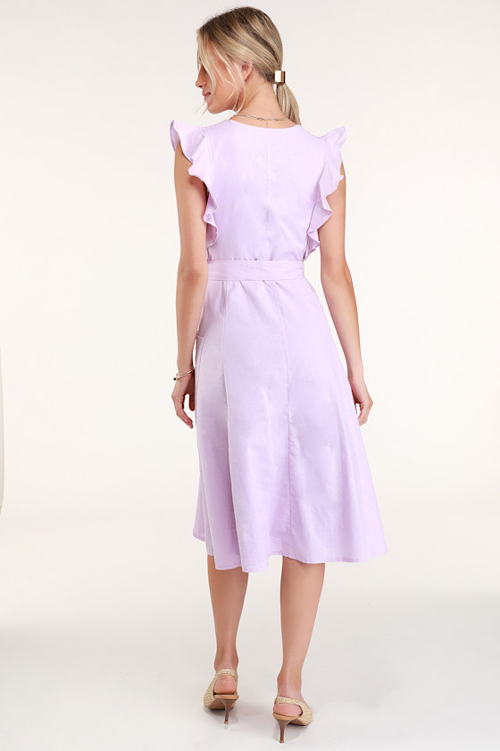 Sophie Lavender Button-Up Midi Dress 3