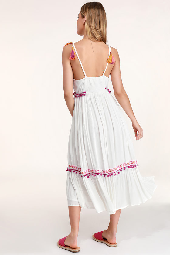 First Bloom Ivory Embroidered Sleeveless Midi Dress 4