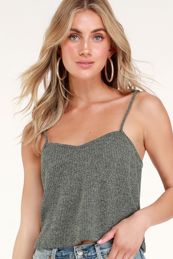 Cute Crop Top Loose Knit Top Olive Green Top Tank Top Lulus