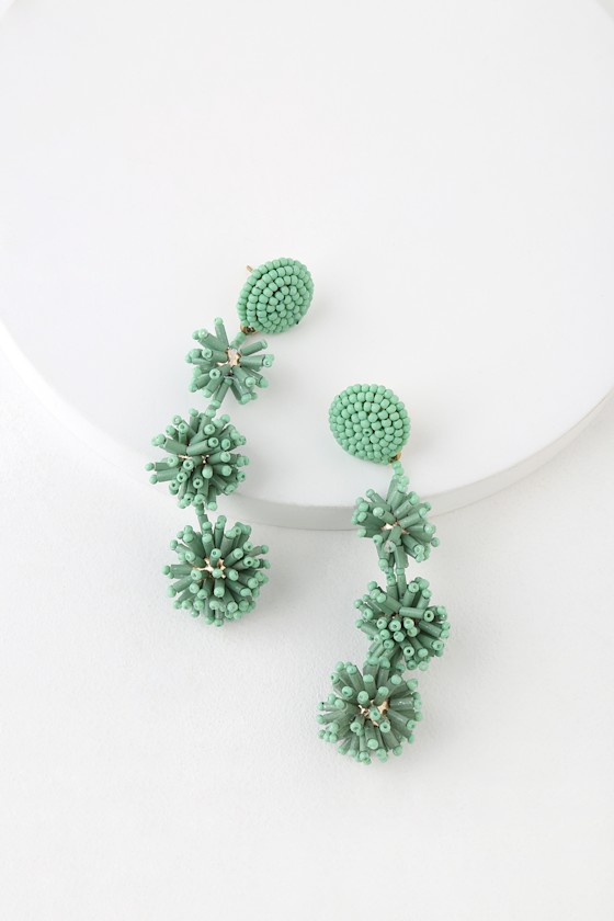 Spring Fling Green Beaded Earrings 1