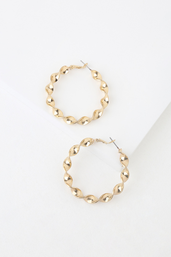 Twist of Fate Gold Hoop Earrings 1